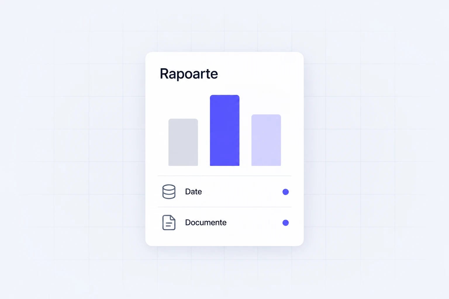 Ilustrație Webmate pentru rapoarte, etape și surse de date