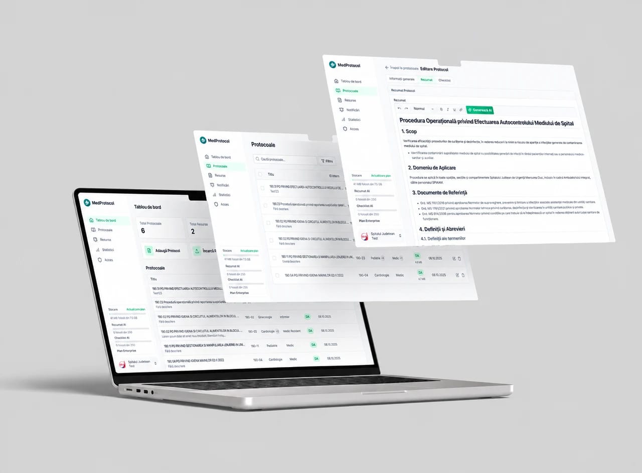 MedProtocol: tablou de bord, protocoale și editor de rezumate cu AI