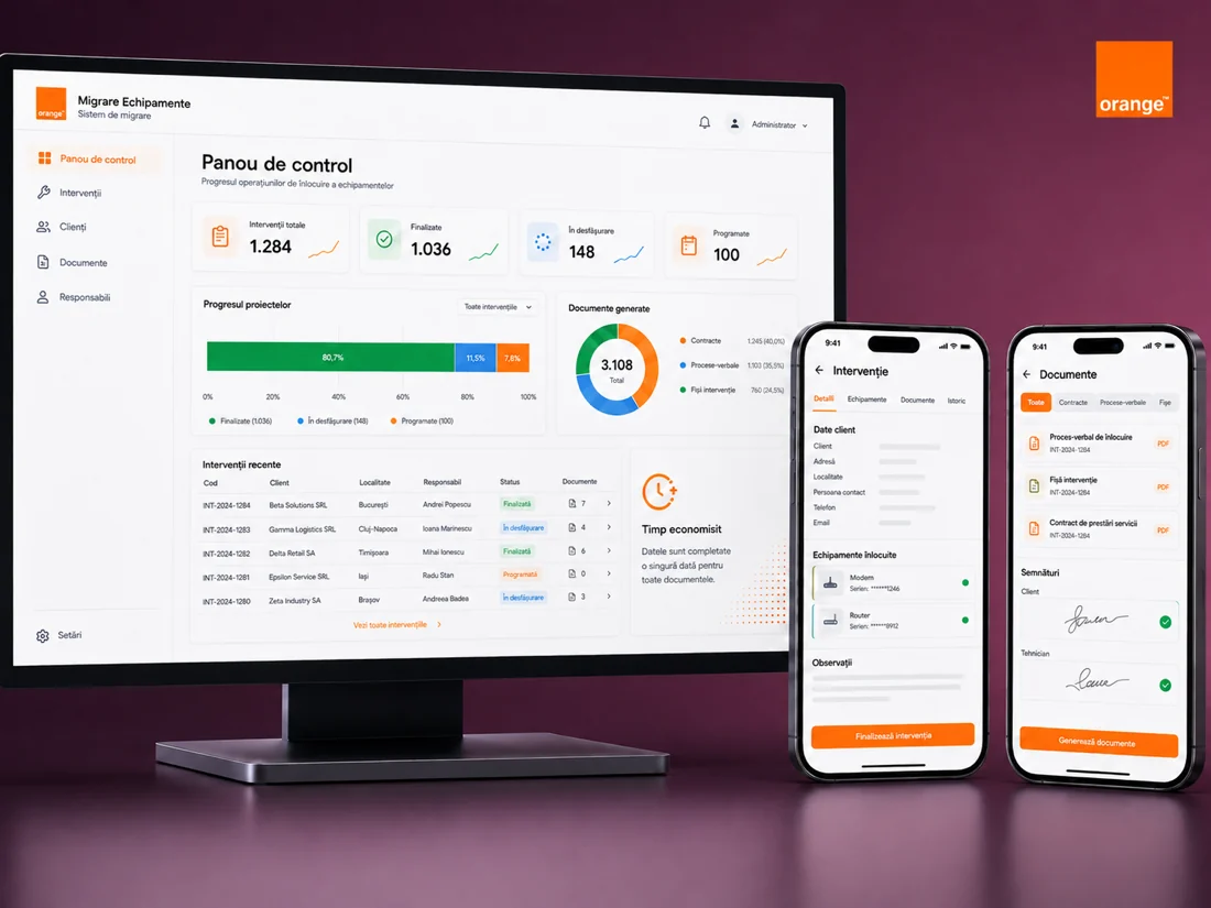 Sistemul intern pentru migrarea clienților Orange, realizat de Webmate