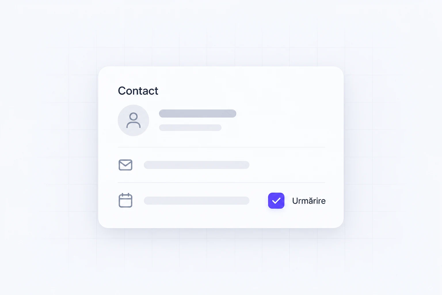 Ilustrație UI/UX pentru contact și urmărire